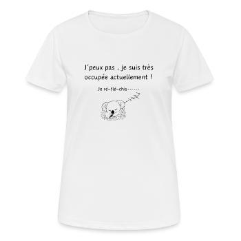 Je peux pas je réfléchis -citation humour - T-shirt respirant Femme - blanc - Devant - AI Model Female 172 dark (172cm)
