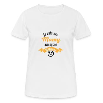 mamie avec option raleuse - T-shirt respirant Femme - blanc - Devant - AI Model Female 172 dark (172cm)