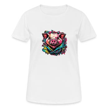 Glücksschweinchen Schwein - Frauen T-Shirt atmungsaktiv - Weiß - Vorne - AI Model Female 172 dark (172cm)