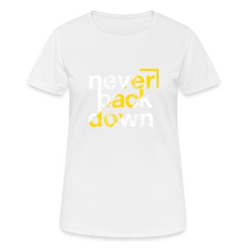Perseverance Illustrated: The Motto 'Never Received - Women's Breathable T-Shirt - white - Front - AI Model Female 172 dark (172cm)