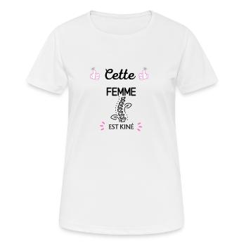Cette femme est kiné - idée cadeau humour - T-shirt respirant Femme - blanc - Devant - AI Model Female 172 dark (172cm)