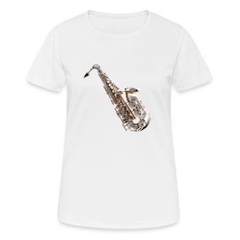 Das Saxophon ist ein beliebtes Instrument - Frauen T-Shirt atmungsaktiv - Weiß - Vorne - AI Model Female 172 dark (172cm)