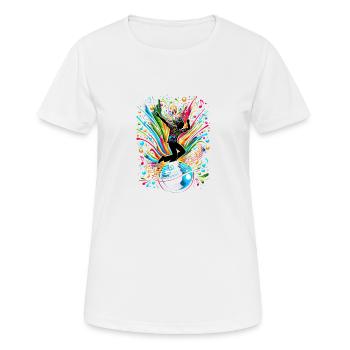 Tanzender Rhythmus – Musikalische Lebensfreude - Frauen T-Shirt atmungsaktiv - Weiß - Vorne - AI Model Female 172 dark (172cm)