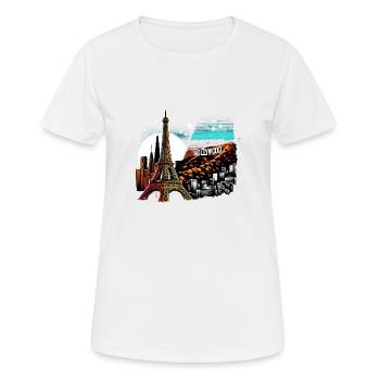 Eiffelturm Hollywood Magie – Städtezauber bei Nach - Frauen T-Shirt atmungsaktiv - Weiß - Vorne - AI Model Female 172 dark (172cm)