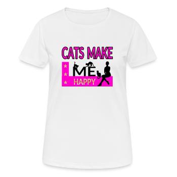 Chat - T-shirt respirant Femme - blanc - Devant - AI Model Female 172 dark (172cm)