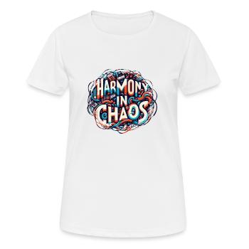 Harmonie im Chaos - Musiktypografie - Frauen T-Shirt atmungsaktiv - Weiß - Vorne - AI Model Female 172 dark (172cm)