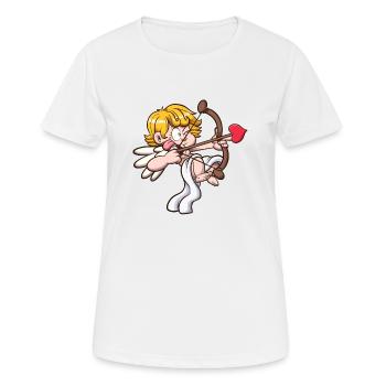 Chérubin de la Saint-Valentin visant avec un arc et une flèche - T-shirt respirant Femme - blanc - Devant - AI Model Female 172 dark (172cm)
