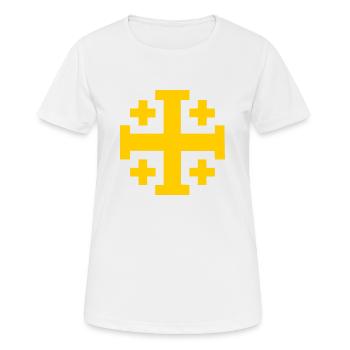 Jerusalem kreuz Jerusalemkreuz - Frauen T-Shirt atmungsaktiv - Weiß - Vorne - AI Model Female 172 dark (172cm)
