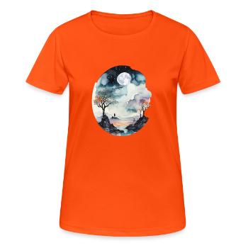Verlorenes Land jenseitiger Träume - Frauen T-Shirt atmungsaktiv - Neonorange - Vorne - AI Model Female 172 dark (172cm)