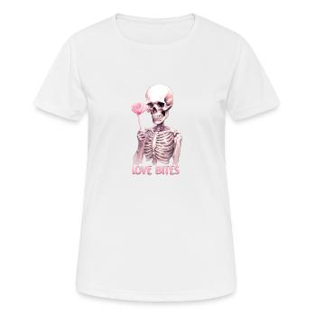 Love Bites Valentinstag Gothic Skelett Liebe Rose - Frauen T-Shirt atmungsaktiv - Weiß - Vorne - AI Model Female 172 dark (172cm)
