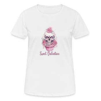 Sweet Valentine Saint Valentin squelette gothique Muffin - T-shirt respirant Femme - blanc - Devant - AI Model Female 172 dark (172cm)
