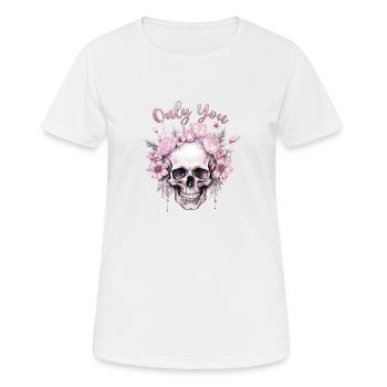 Only you Valentinstag Skelett Gothic Rosen Liebe - Frauen T-Shirt atmungsaktiv - Weiß - Vorne - AI Model Female 172 dark (172cm)