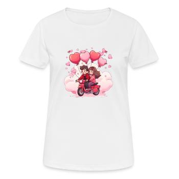 Amoureux en scooter - T-shirt respirant Femme - blanc - Devant - AI Model Female 172 dark (172cm)