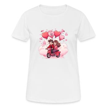 Amoureux en scooter - T-shirt respirant Femme - blanc - Devant - AI Model Female 172 dark (172cm)