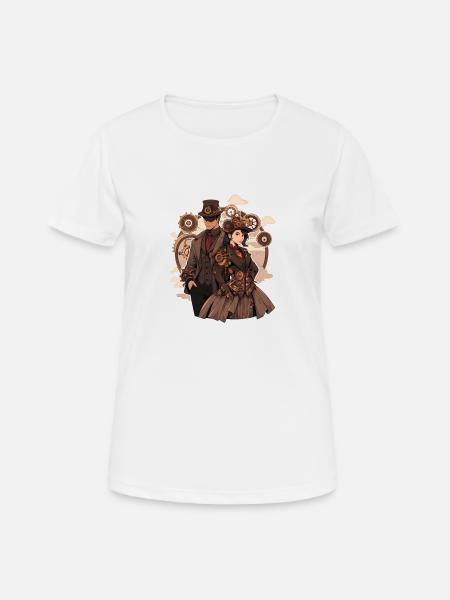 Steampunk-Couple - Frauen T-Shirt atmungsaktiv - Weiß