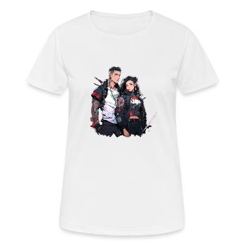 Couple Cyberpunk Urbain - T-shirt respirant Femme - blanc - Devant - AI Model Female 172 dark (172cm)