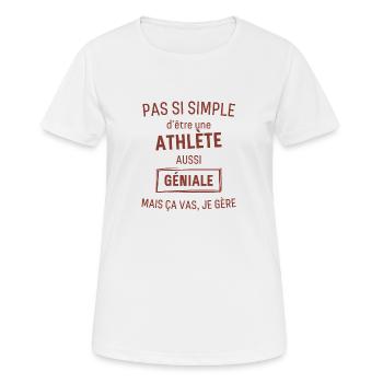 Athlète GÉNIALE rouge brunâtre foncé - T-shirt respirant Femme - blanc - Devant - AI Model Female 172 dark (172cm)