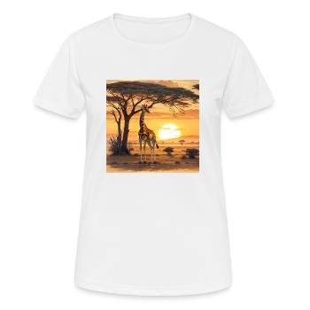 GIRAFE AU COUCHER DU SOLEIL - T-shirt respirant Femme - blanc - Devant - AI Model Female 172 dark (172cm)