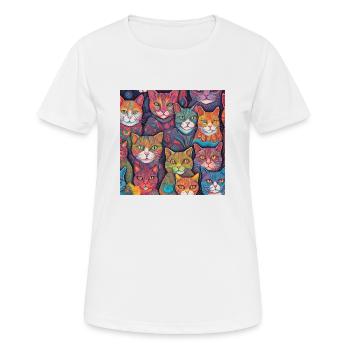 Bunte Katzen - Frauen T-Shirt atmungsaktiv - Weiß - Vorne - AI Model Female 172 dark (172cm)