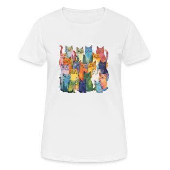 Bunte Katzen - Frauen T-Shirt atmungsaktiv - Weiß - Vorne - AI Model Female 172 dark (172cm)