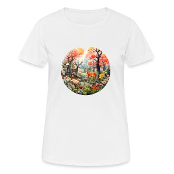 Spring Forest Scene - Women's Breathable T-Shirt - white - Front - AI Model Female 172 dark (172cm)