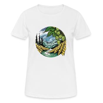Für Freunde des Biers: Hopfen, Weizen u. Wasser - Frauen T-Shirt atmungsaktiv - Weiß - Vorne - AI Model Female 172 dark (172cm)