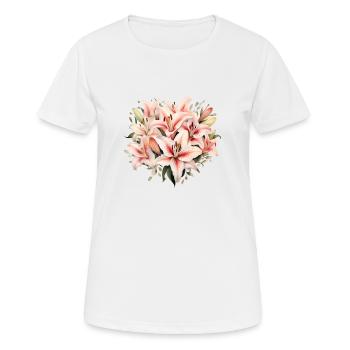 Bouquet de lys - T-shirt respirant Femme - blanc - Devant - AI Model Female 172 dark (172cm)