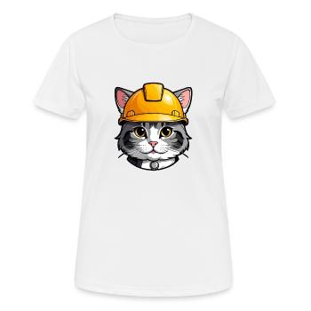 Chat travailleur - T-shirt respirant Femme - blanc - Devant - AI Model Female 172 dark (172cm)