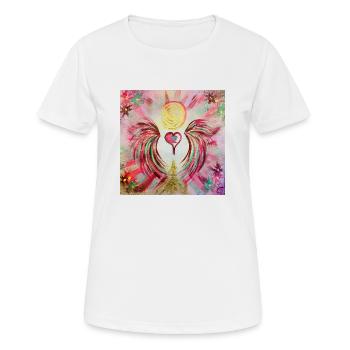 Herzengel Wirkmacht - Frauen T-Shirt atmungsaktiv - Weiß - Vorne - AI Model Female 172 dark (172cm)