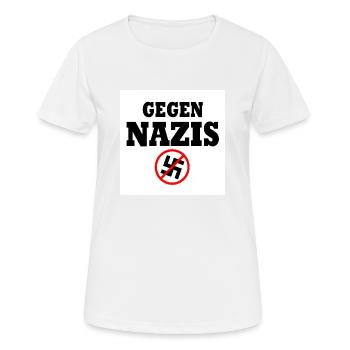 Gegen nazis - Frauen T-Shirt atmungsaktiv - Weiß - Vorne - AI Model Female 172 dark (172cm)