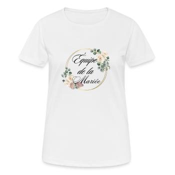 The Bride Team White Flower - Passendes T-Shirt - Frauen T-Shirt atmungsaktiv - Weiß - Vorne - AI Model Female 172 dark (172cm)