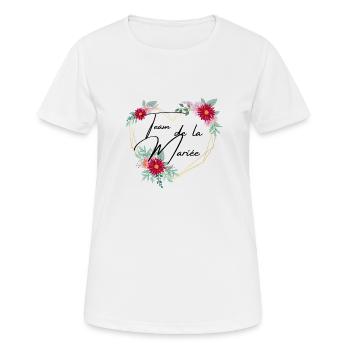 Das Team der Braut geblümtes Herz-T-Shirt - Frauen T-Shirt atmungsaktiv - Weiß - Vorne - AI Model Female 172 dark (172cm)