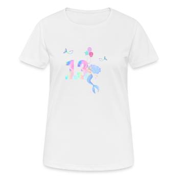 13e anniversaire sirène - T-shirt respirant Femme - blanc - Devant - AI Model Female 172 dark (172cm)