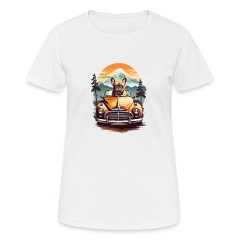Bouledogue français dans une voiture ancienne - T-shirt respirant Femme - blanc - Devant - AI Model Female 172 dark (172cm)
