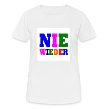 Nie wieder - Frauen T-Shirt atmungsaktiv - Weiß - Vorne - AI Model Female 172 dark (172cm)