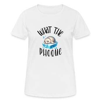 "Sleeping Seal T-Shirt - weiches Fleece" - Frauen T-Shirt atmungsaktiv - Weiß - Vorne - AI Model Female 172 dark (172cm)