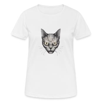 Face Cat - Women's Breathable T-Shirt - white - Front - AI Model Female 172 dark (172cm)