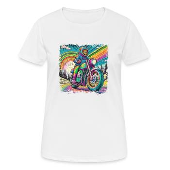 Berge im psychedelischem Biker-Rausch - Frauen T-Shirt atmungsaktiv - Weiß - Vorne - AI Model Female 172 dark (172cm)