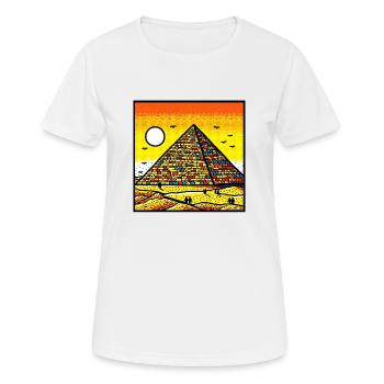 Art des pyramides vif - Hommage coloré à l’ancien Eg - T-shirt respirant Femme - blanc - Devant - AI Model Female 172 dark (172cm)