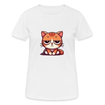 Süße Gelangweilte Katze - Frauen T-Shirt atmungsaktiv - Weiß - Vorne - AI Model Female 172 dark (172cm)