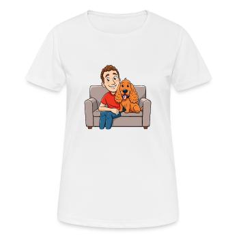 Liebevoller Cocker Spaniel kuschelt auf der Couch - Frauen T-Shirt atmungsaktiv - Weiß - Vorne - AI Model Female 172 dark (172cm)