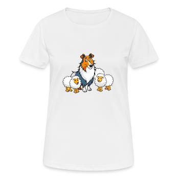 Gentle Collie Herding Sheep - Women's Breathable T-Shirt - white - Front - AI Model Female 172 dark (172cm)
