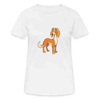 Anmutiger Saluki: Digitale Kunst - Frauen T-Shirt atmungsaktiv - Weiß - Vorne - AI Model Female 172 dark (172cm)