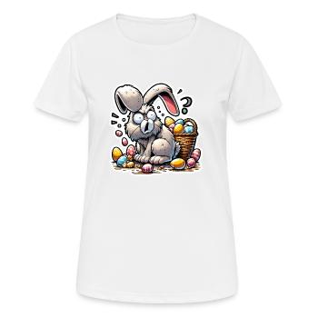 Lapin de Pâques stressé - T-shirt respirant Femme - blanc - Devant - AI Model Female 172 dark (172cm)