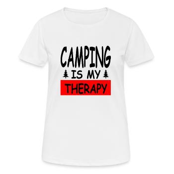 Camping - Frauen T-Shirt atmungsaktiv - Weiß - Vorne - AI Model Female 172 dark (172cm)