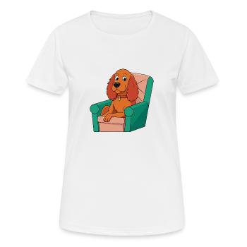 Entspannter Sussex Spaniel im Sessel Hundekunst - Frauen T-Shirt atmungsaktiv - Weiß - Vorne - AI Model Female 172 dark (172cm)