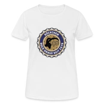 TAPIS DE BIÈRE BOCK DRAUF - T-shirt respirant Femme - blanc - Devant - AI Model Female 172 dark (172cm)