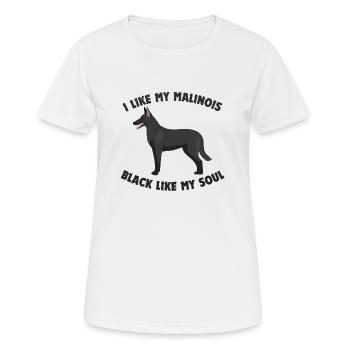 Schwarzer Malinois | Schwarzer Belgischer Malinois - Frauen T-Shirt atmungsaktiv - Weiß - Vorne - AI Model Female 172 dark (172cm)