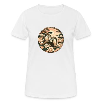 Otter und Lotusblume - Frauen T-Shirt atmungsaktiv - Weiß - Vorne - AI Model Female 172 dark (172cm)