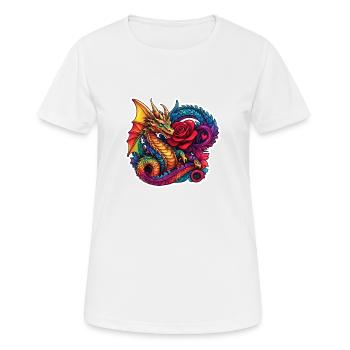 Dragon avec Ros - T-shirt respirant Femme - blanc - Devant - AI Model Female 172 dark (172cm)
